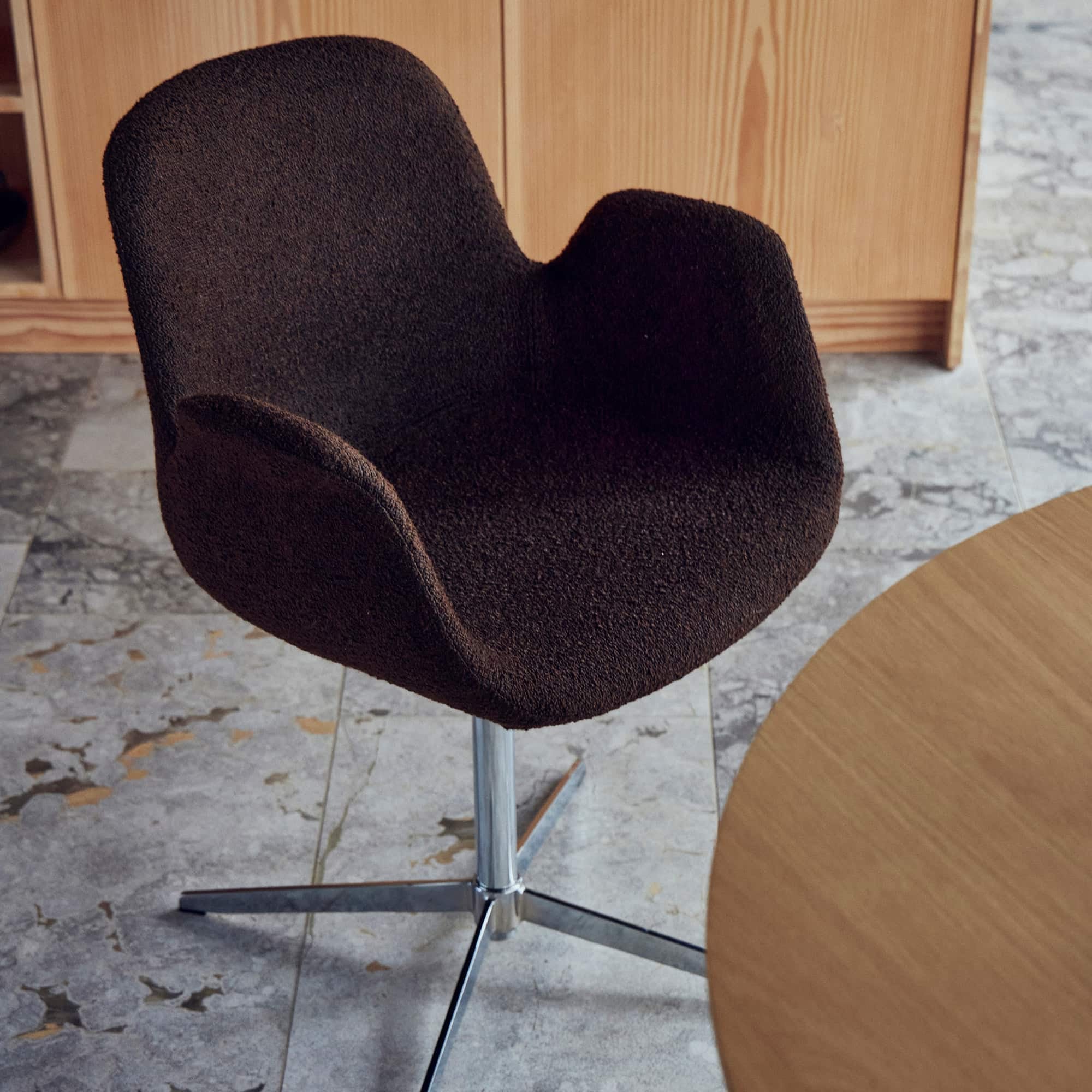 Chrome spisebordsstol, armlæn | Drejefunktion | Bouclé - Image 12