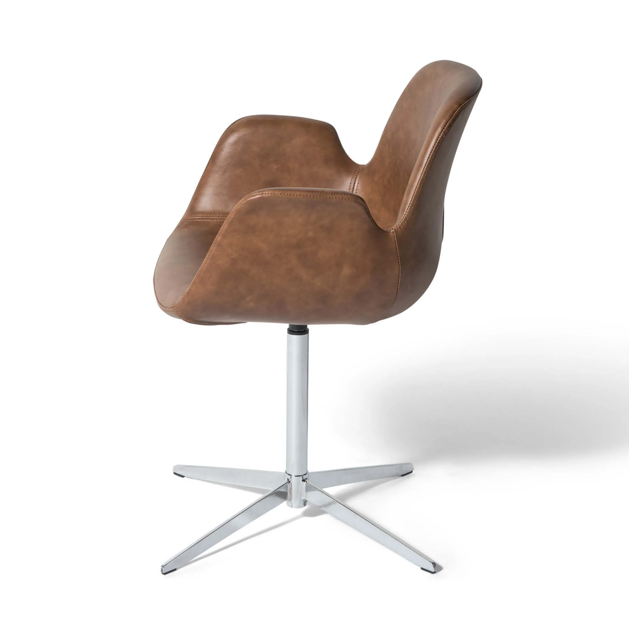 Chrome spisebordsstol, armlæn | Drejefunktion | Læder - Image 5