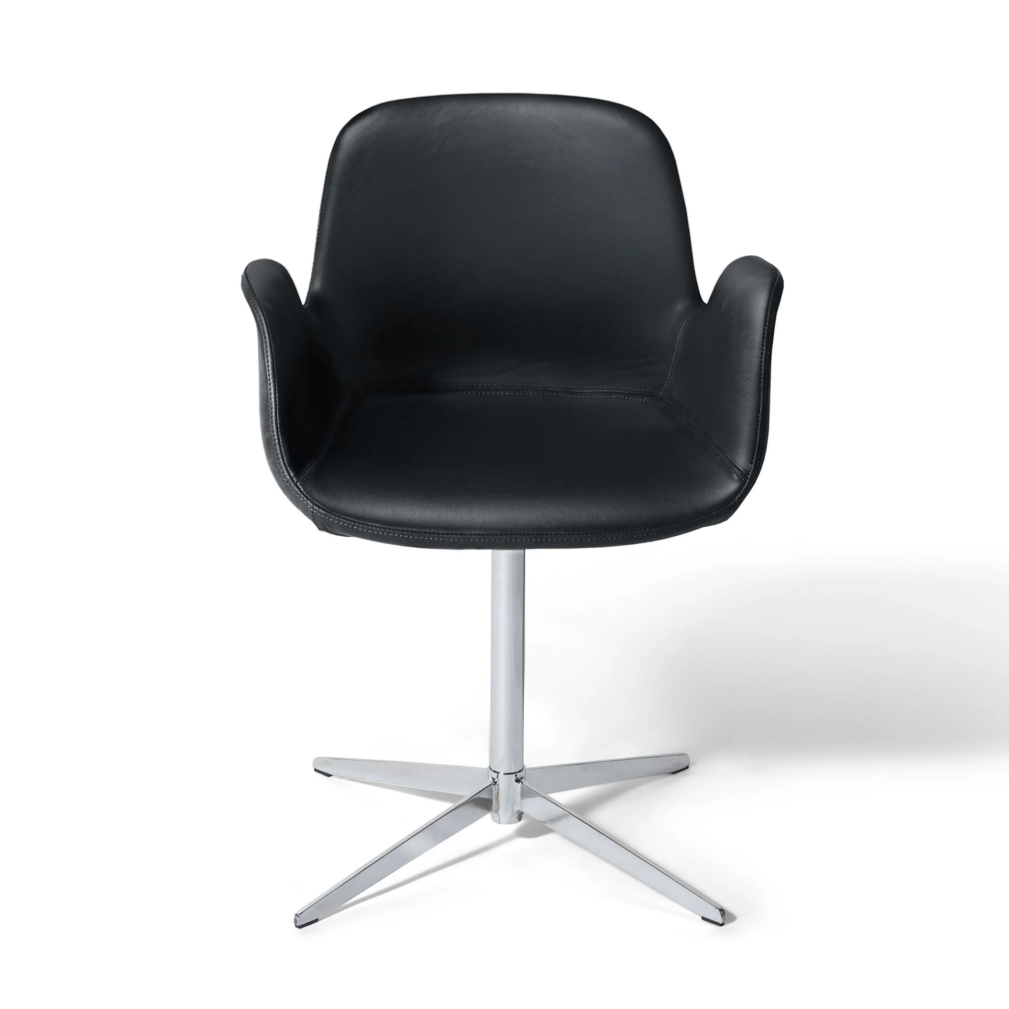 Chrome spisebordsstol, armlæn | Drejefunktion | Læder - Image 9