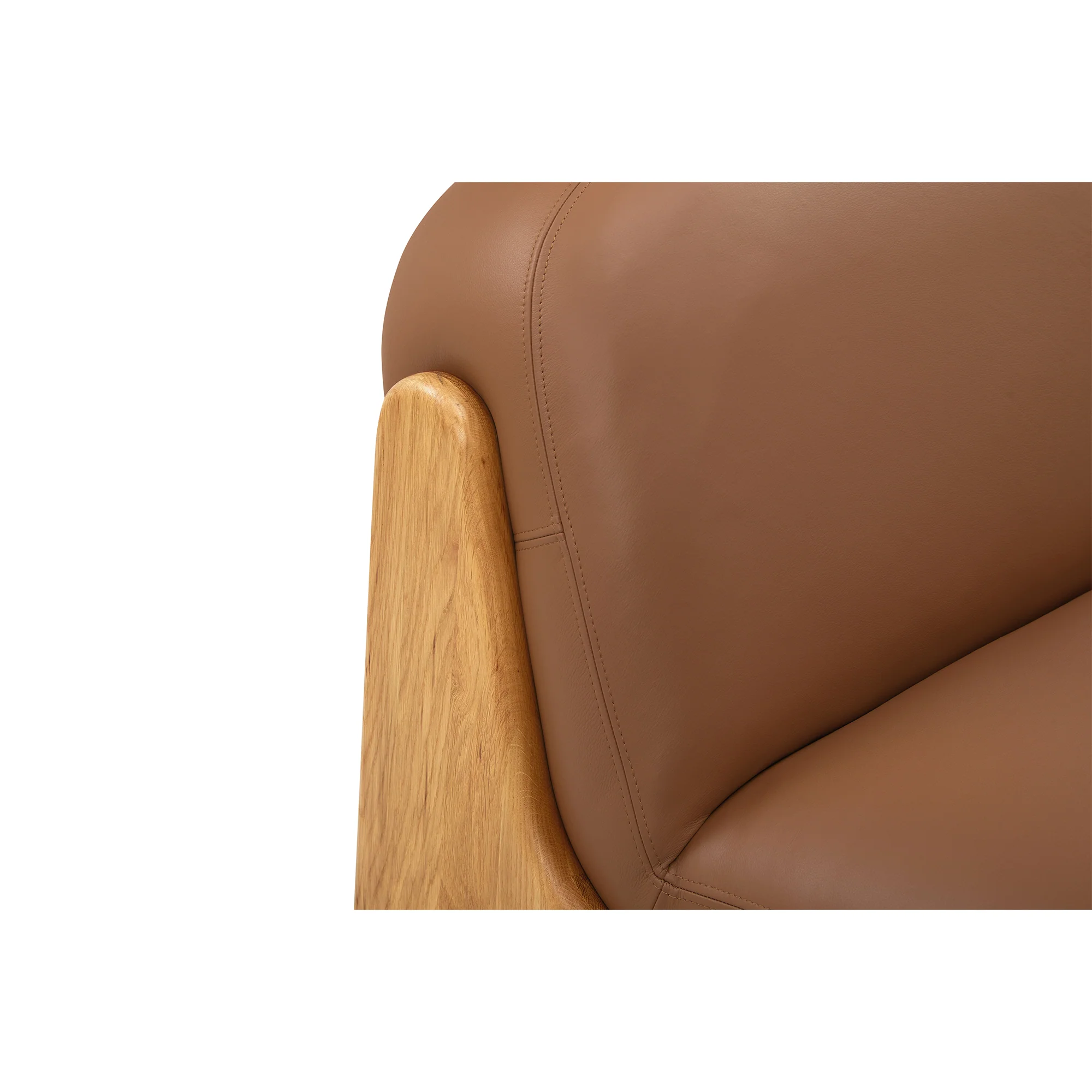 Ledge loungestol, Natur egetræ | Cognac læder - Image 3