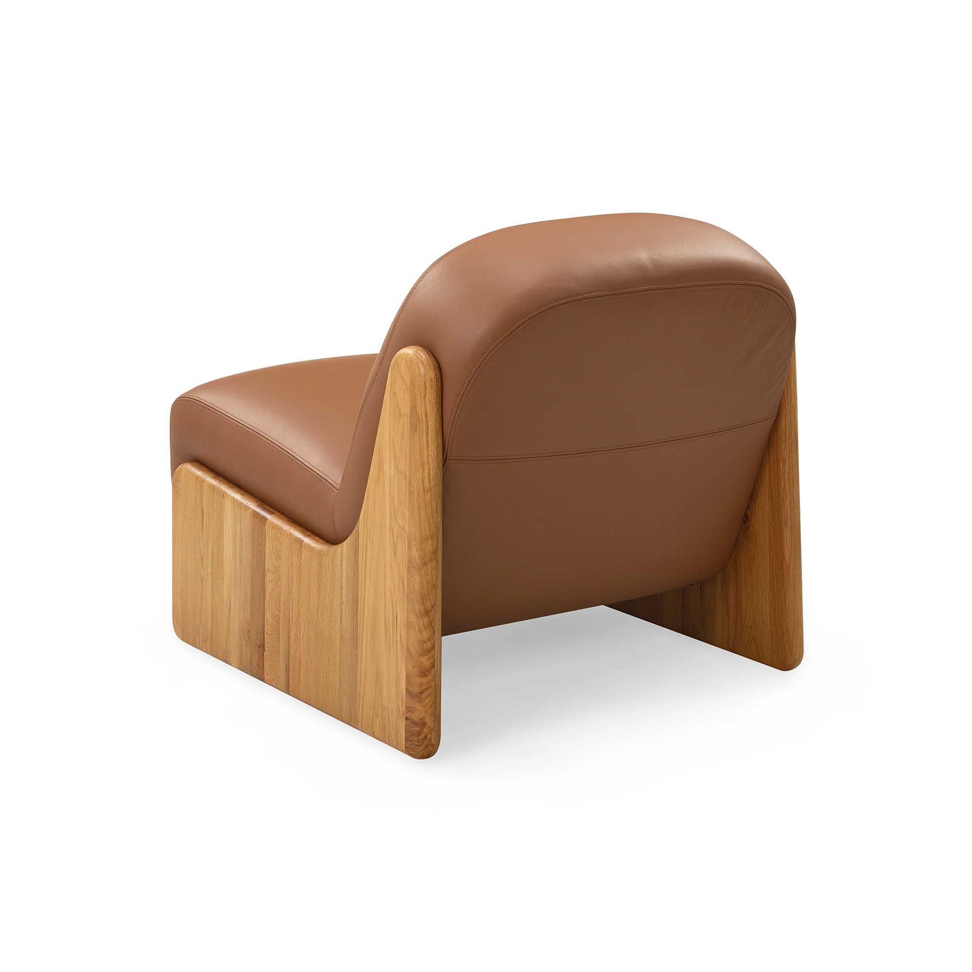 Ledge loungestol, Natur egetræ | Cognac læder - Image 4