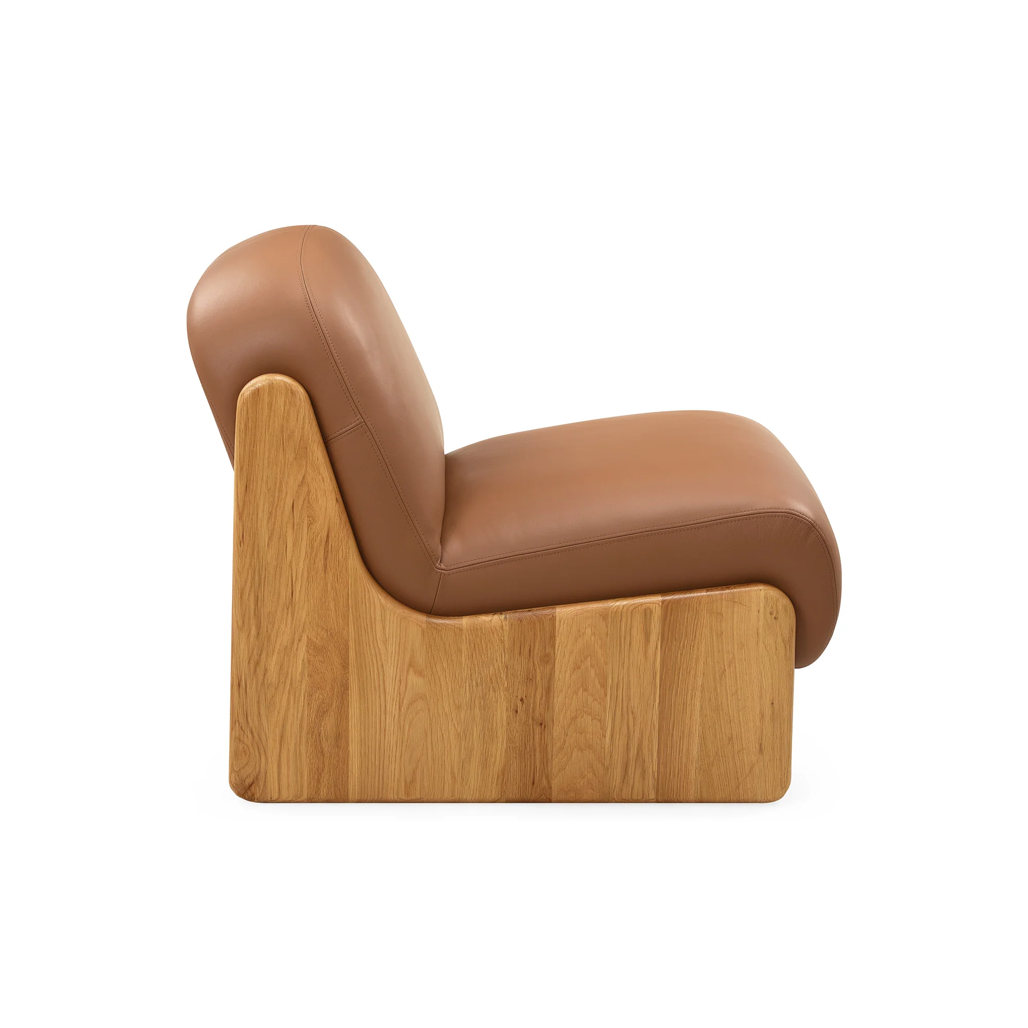 Ledge loungestol, Natur egetræ | Cognac læder - Image 5
