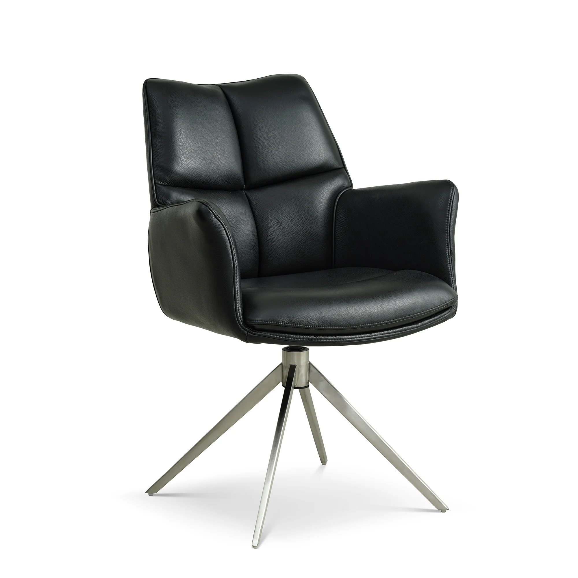 Lily spisebordsstol, Armlæn | Drejefunktion | Læder | Krom stel - Image 6