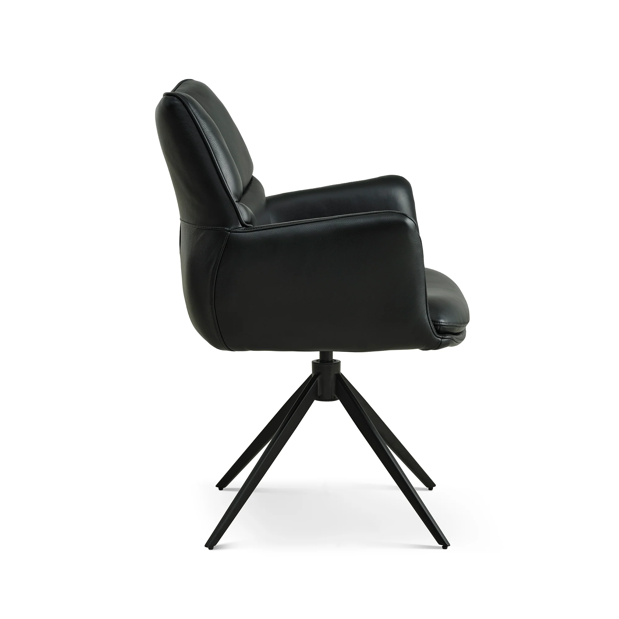 Lily spisebordsstol, Armlæn | Drejefunktion | Læder | Sort stel - Image 4