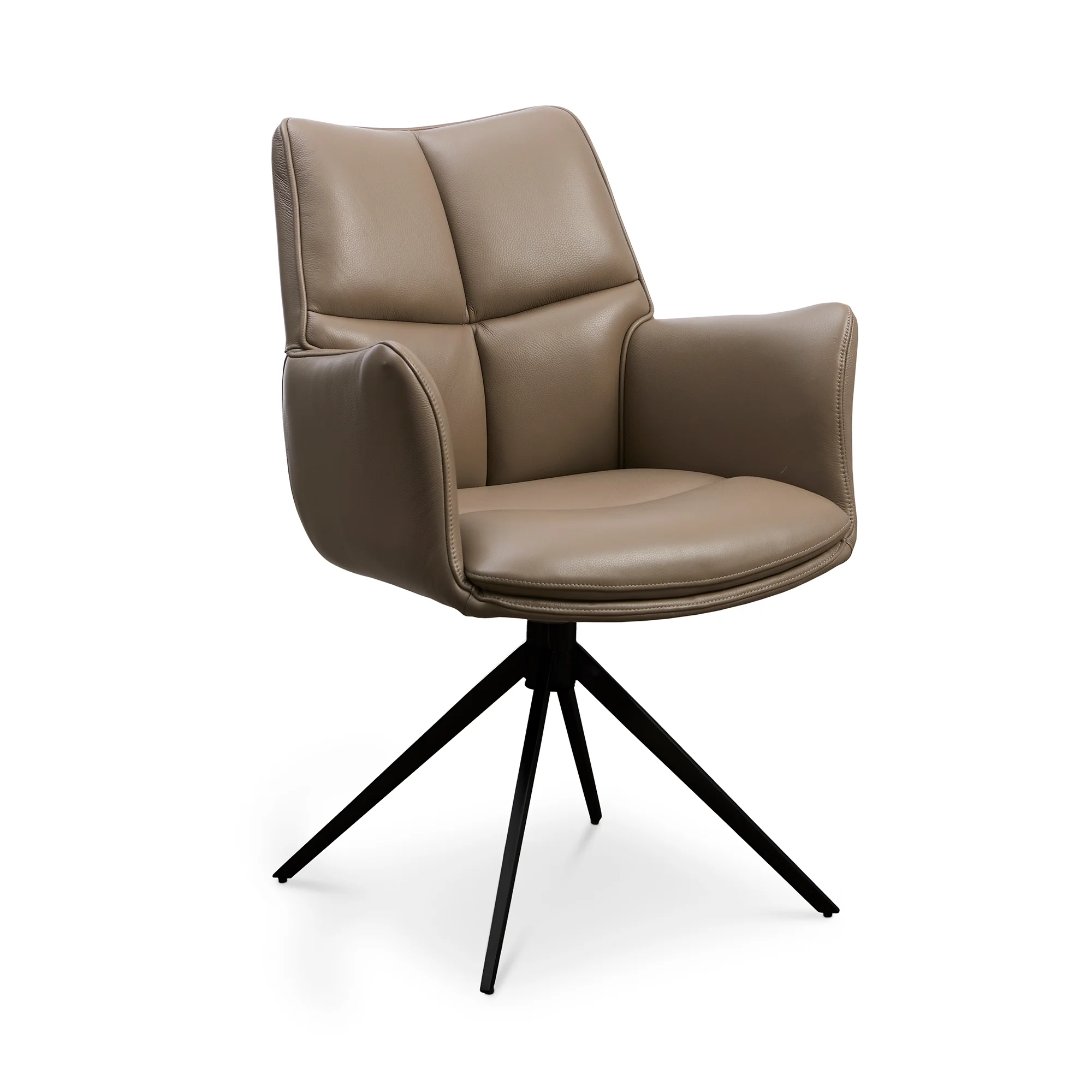 Lily spisebordsstol, Armlæn | Drejefunktion | Læder | Sort stel - Image 6
