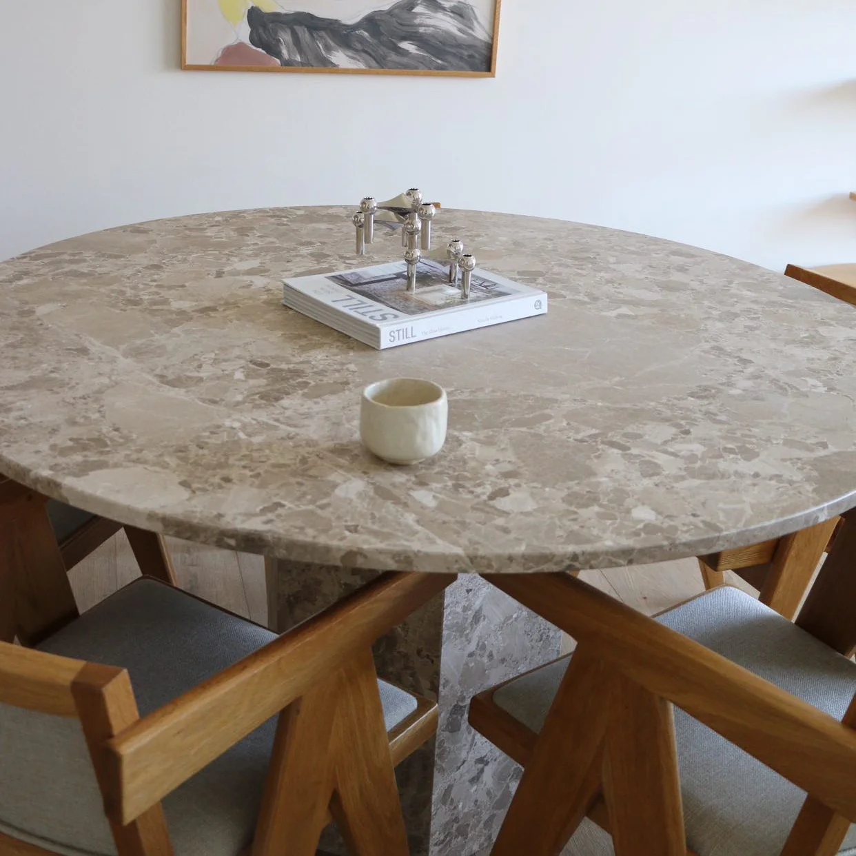 Naxos spisebord, latte marmor | Ø130 - Image 3