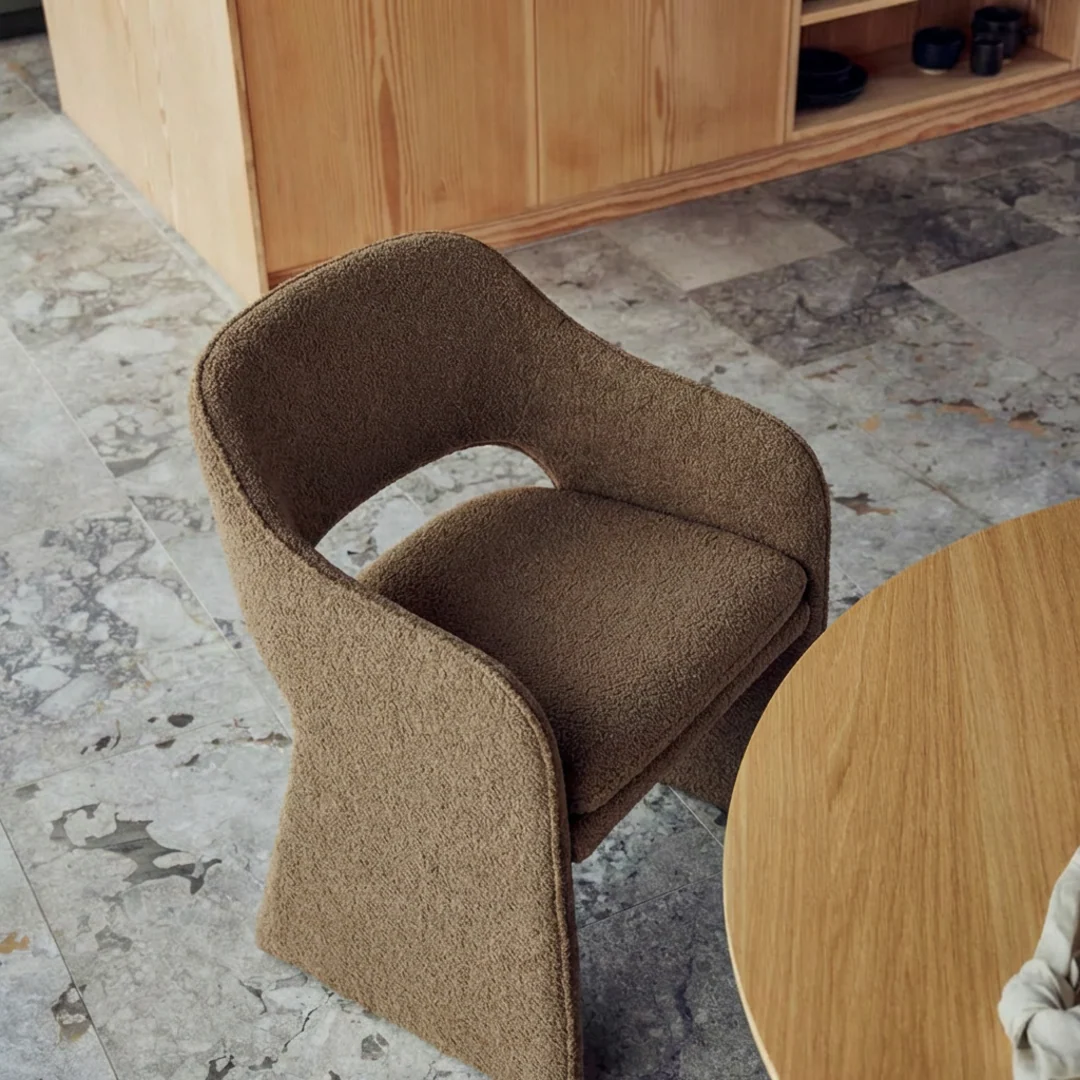 Plush spisebordsstol, Amiya Bouclé Brun - Image 3