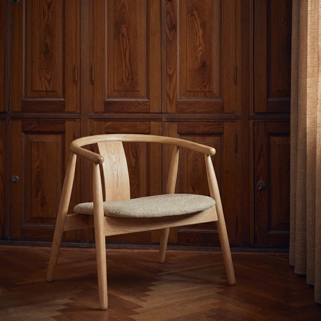 Relate loungestol, egetræ | Stof - Image 2