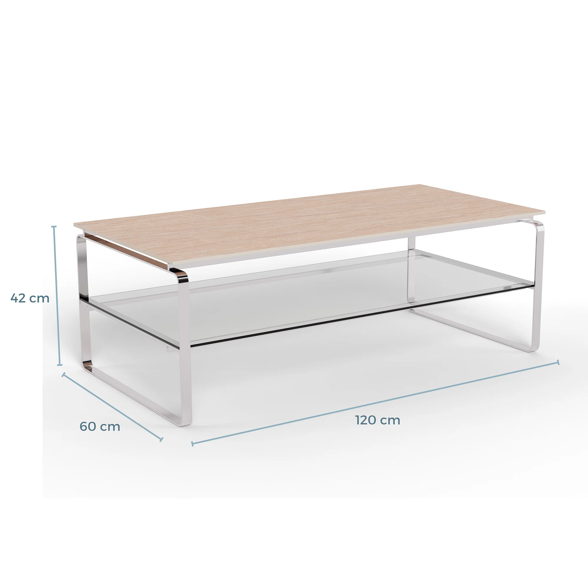 Strata sofabord, keramik travertin | Glas | 120x60 - Image 5