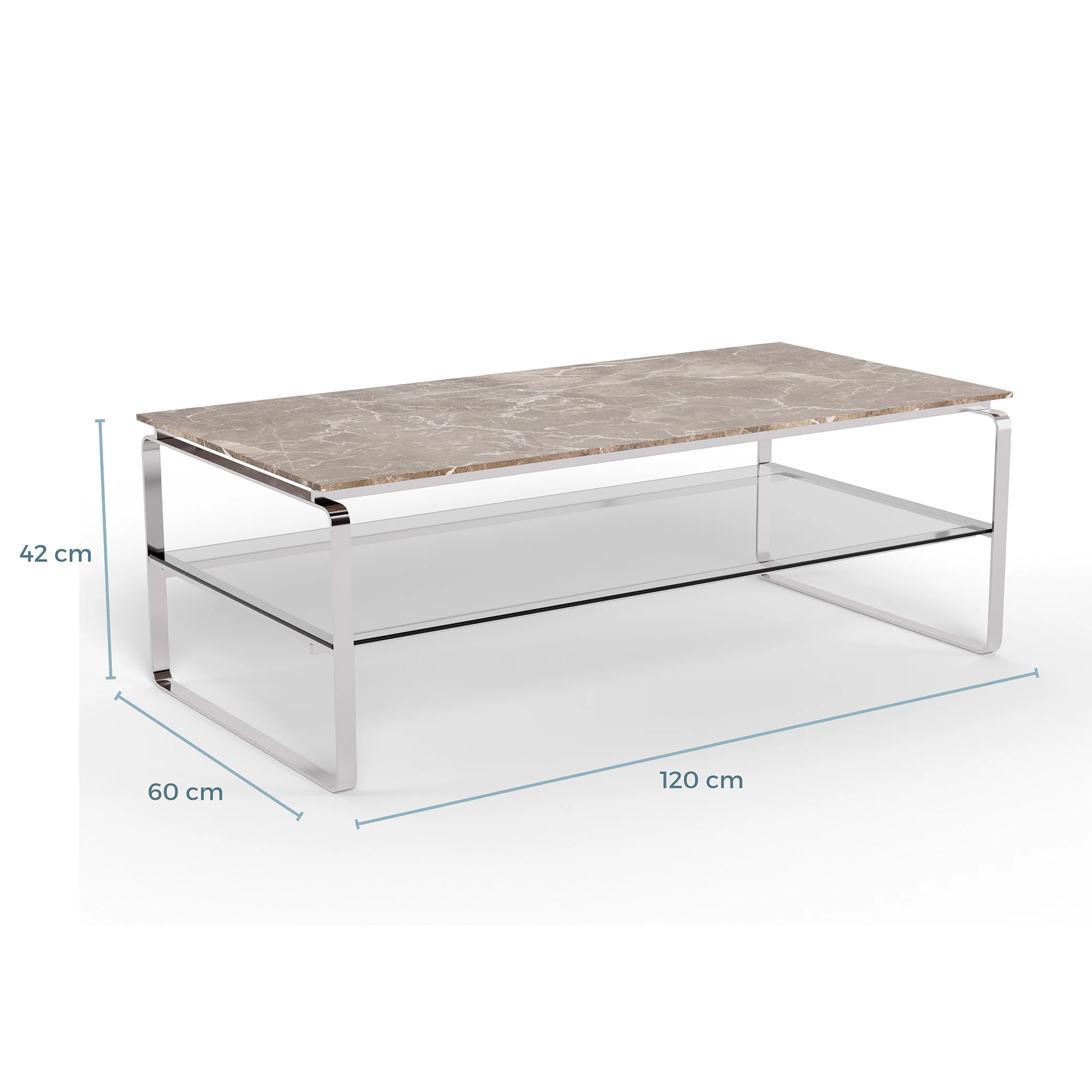 Strata sofabord, marmor emperador | Glas | 120x60 - Image 5