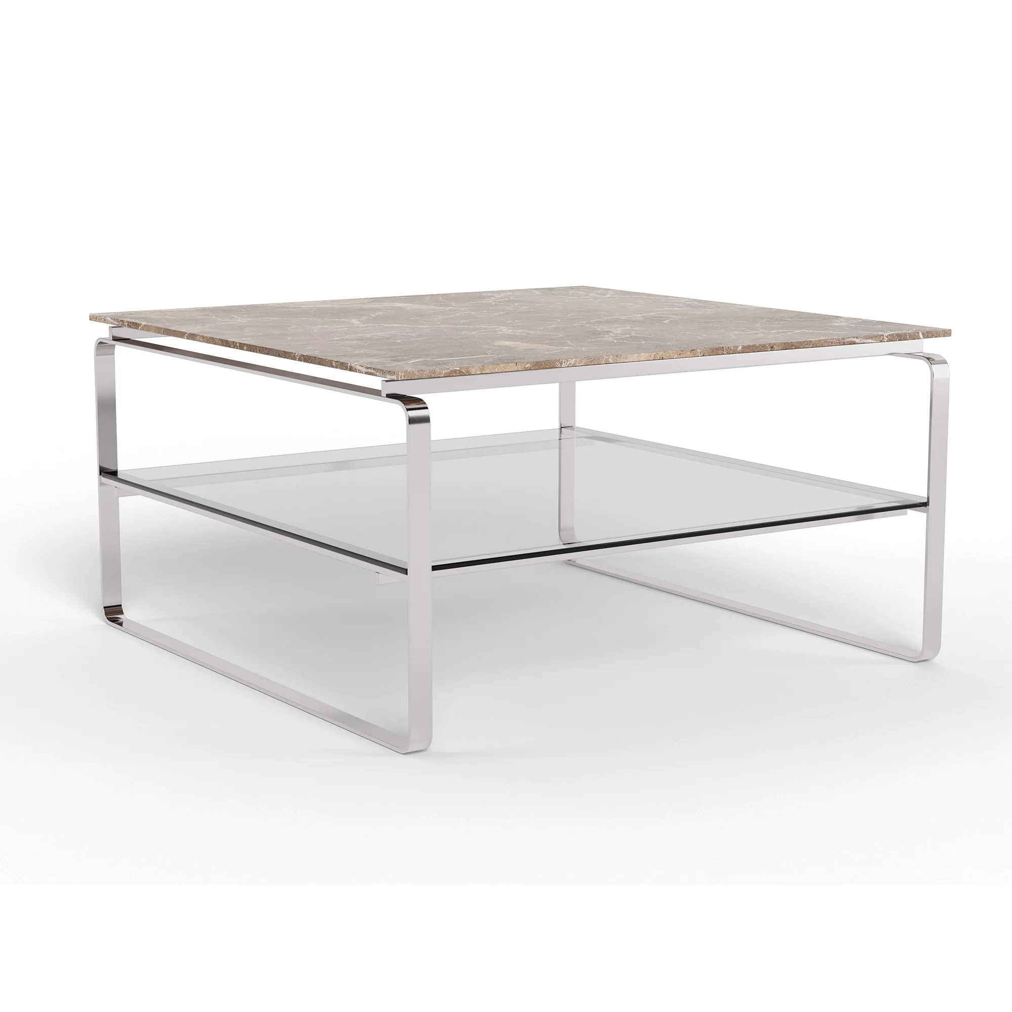 Strata sofabord, marmor emperador | Glas | 80x80 - Image 4