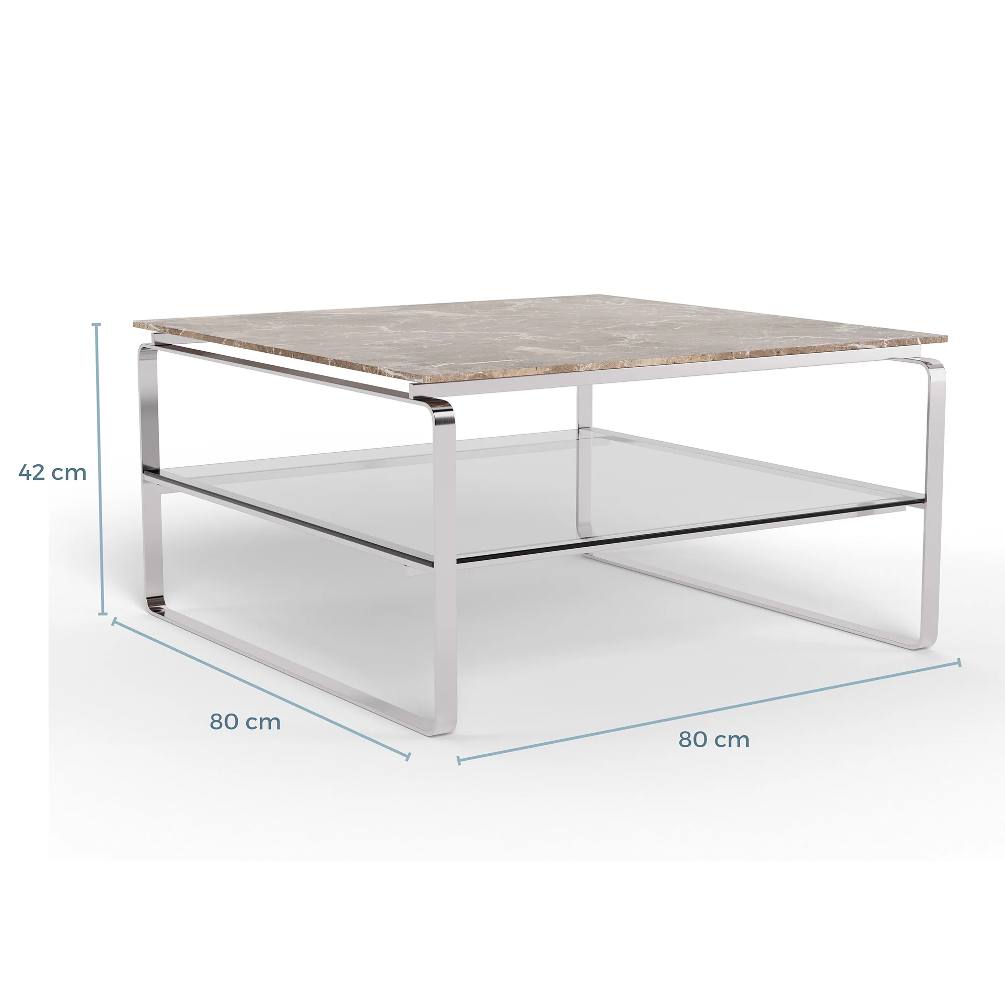Strata sofabord, marmor emperador | Glas | 80x80 - Image 5