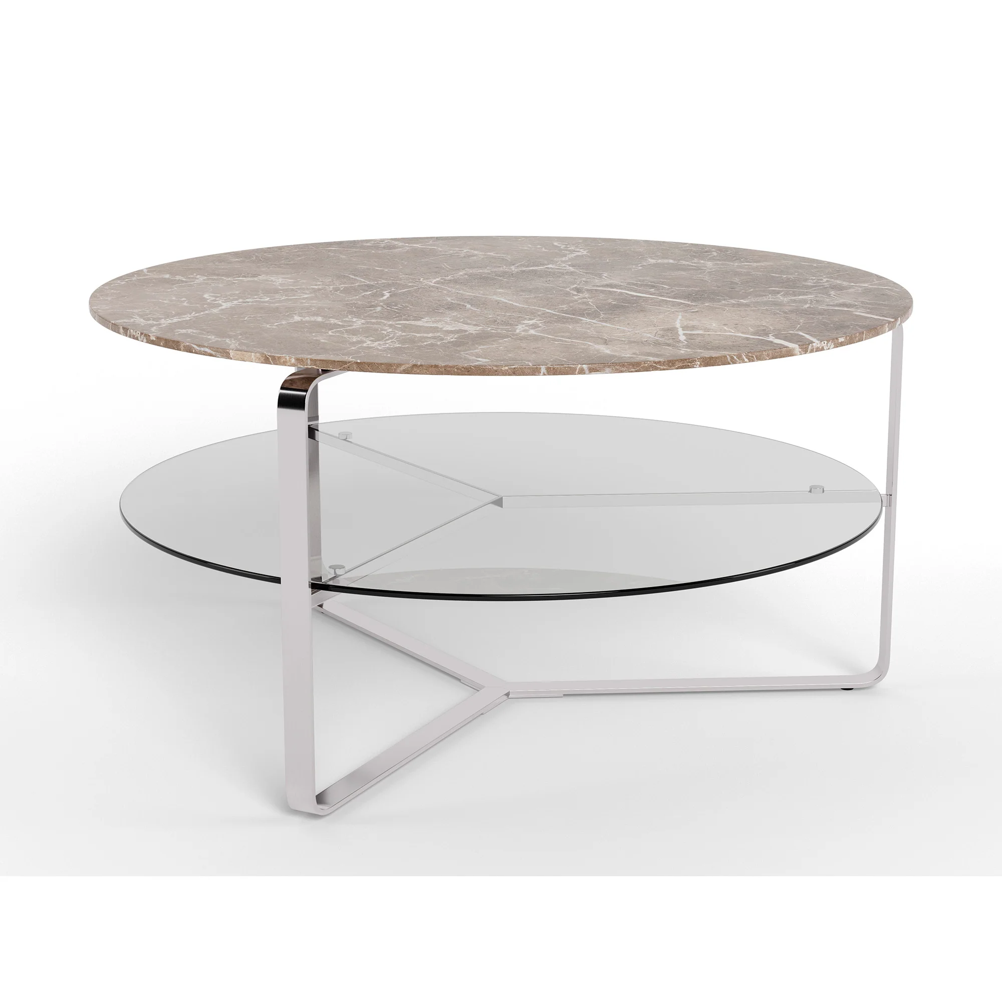 Strata sofabord, marmor emperador | Glas | Ø80