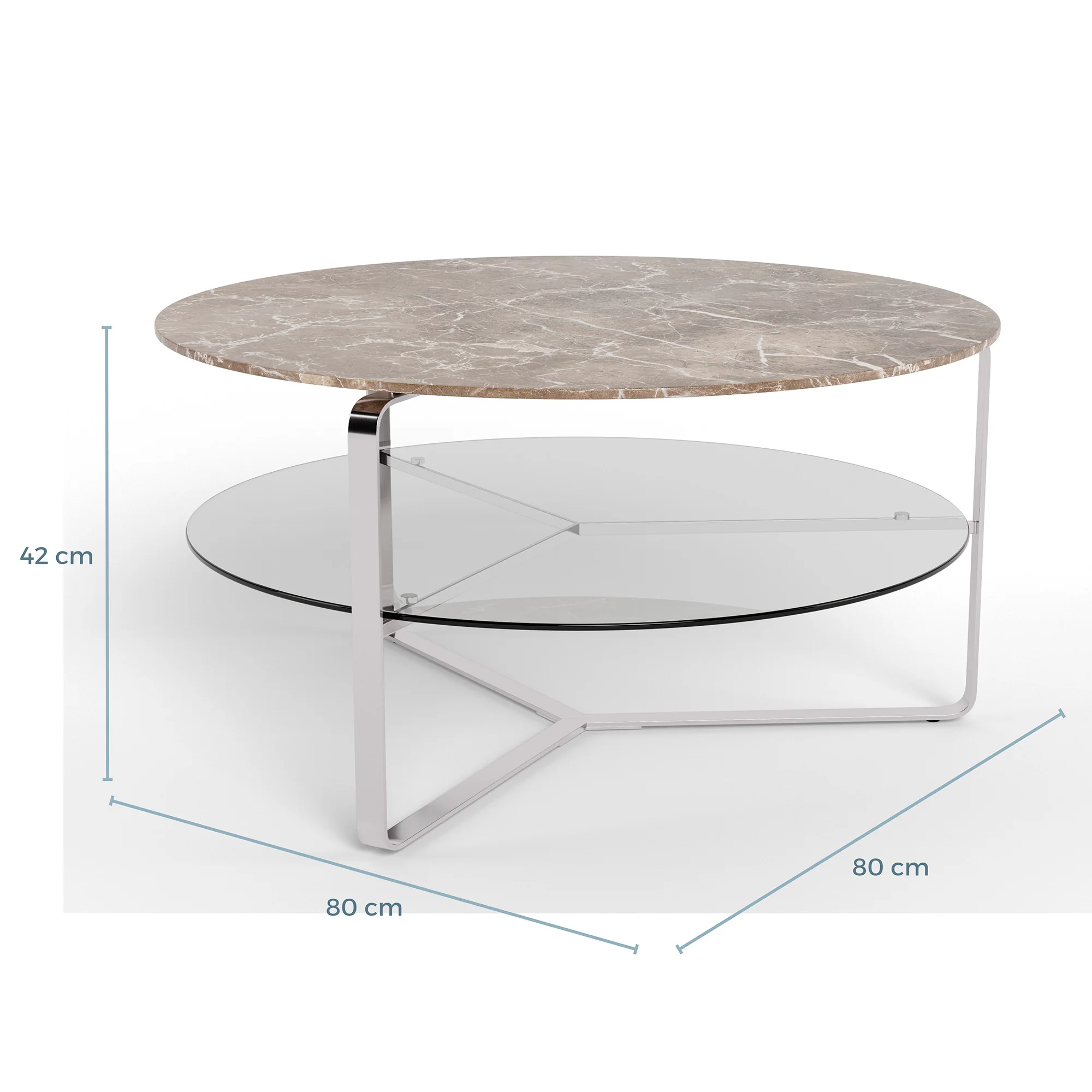 Strata sofabord, marmor emperador | Glas | Ø80 - Image 5
