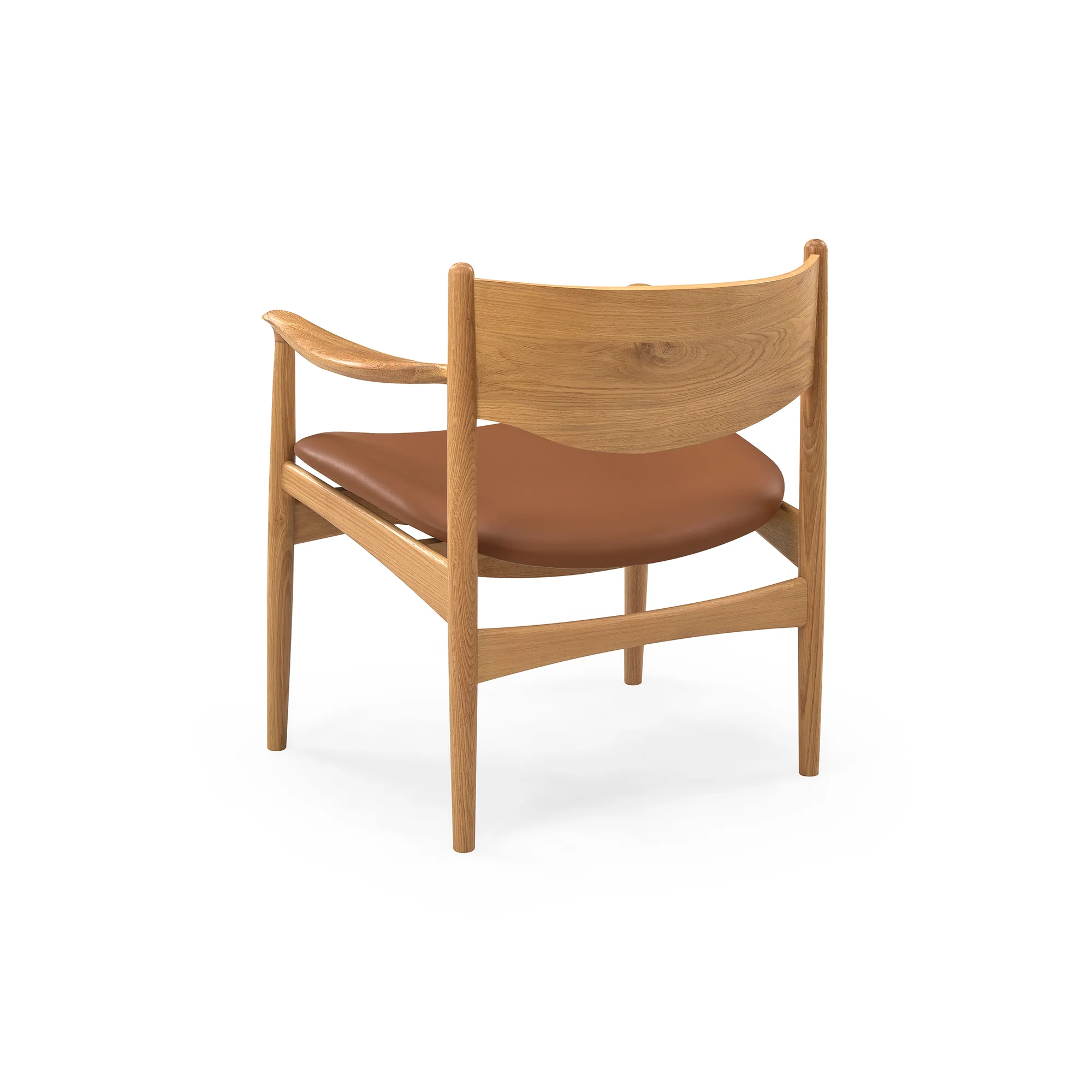 Struct loungestol, Natur egetræ | Cognac læder - Image 5